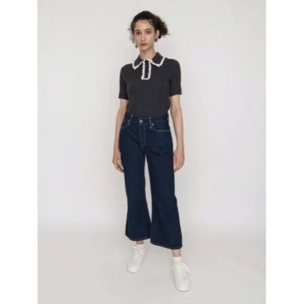 Levi's FLARE‎ CROP Jeans Blue Made & Crafted Cotton Hemp Straight Size 32 NWT